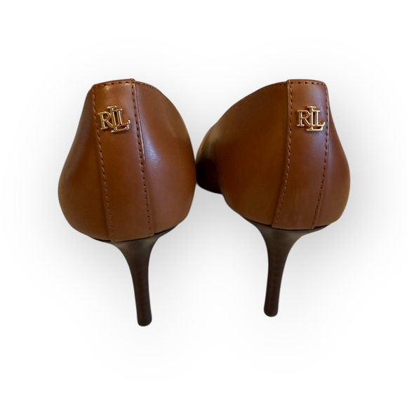 Lauren Ralph Lauren Lanette Leather Pumps Polo Tan Women’s 9B New in Box - Picture 4 of 9